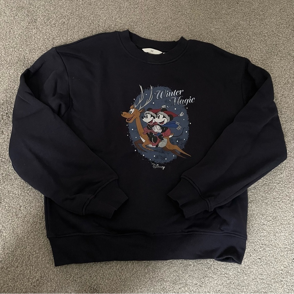 H&M Disney Christmas Winter Navy Sweatshirt
